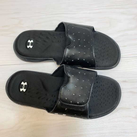 UNDER ARMOUR womens slip on sandals Ignite slides Size 7 Black White - Picture 6 of 9